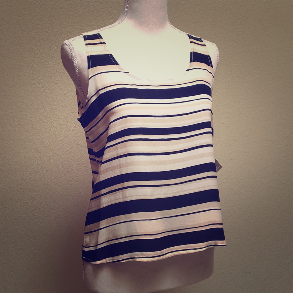Nwt Jones New York Petite Striped 100% Silk Tank